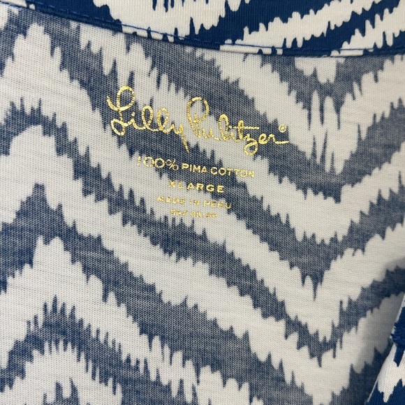 Lilly Pulitzer Rossmore V Neck T Shirt Dress Zebron print Blue/White Size XLarge - Picture 4 of 7